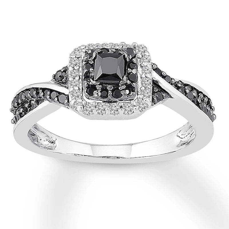 Black/White Diamond Ring 3/8 ct